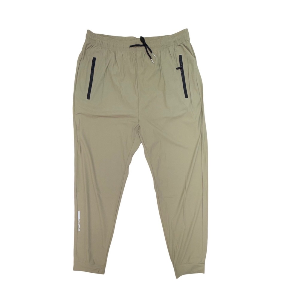 Mens Performance Joggers Pants Khaki Tan XL Lightweight Stretch Athletic Dri-Fit